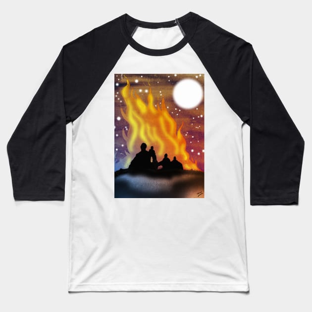 Bonfire Night Acrylic and digital Baseball T-Shirt by grantwilson